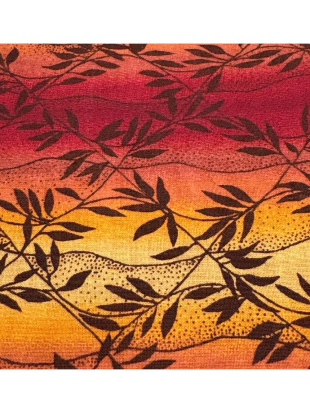 Sunset Gradient Cotton Fabric 9x36" Leaf Design Ombre Quilting Crafts